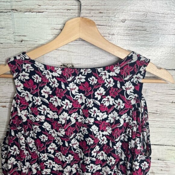 Banana  republic white pink cold shoulder long sleeve dress size 4 - Picture 7 of 9